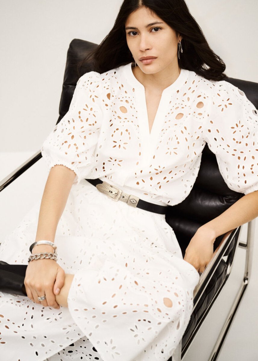 Bella Embroidered Skirt in Ecru from BA&SH at Edito boutique