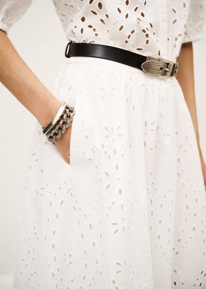 Bella Embroidered Skirt in Ecru from BA&SH at Edito boutique