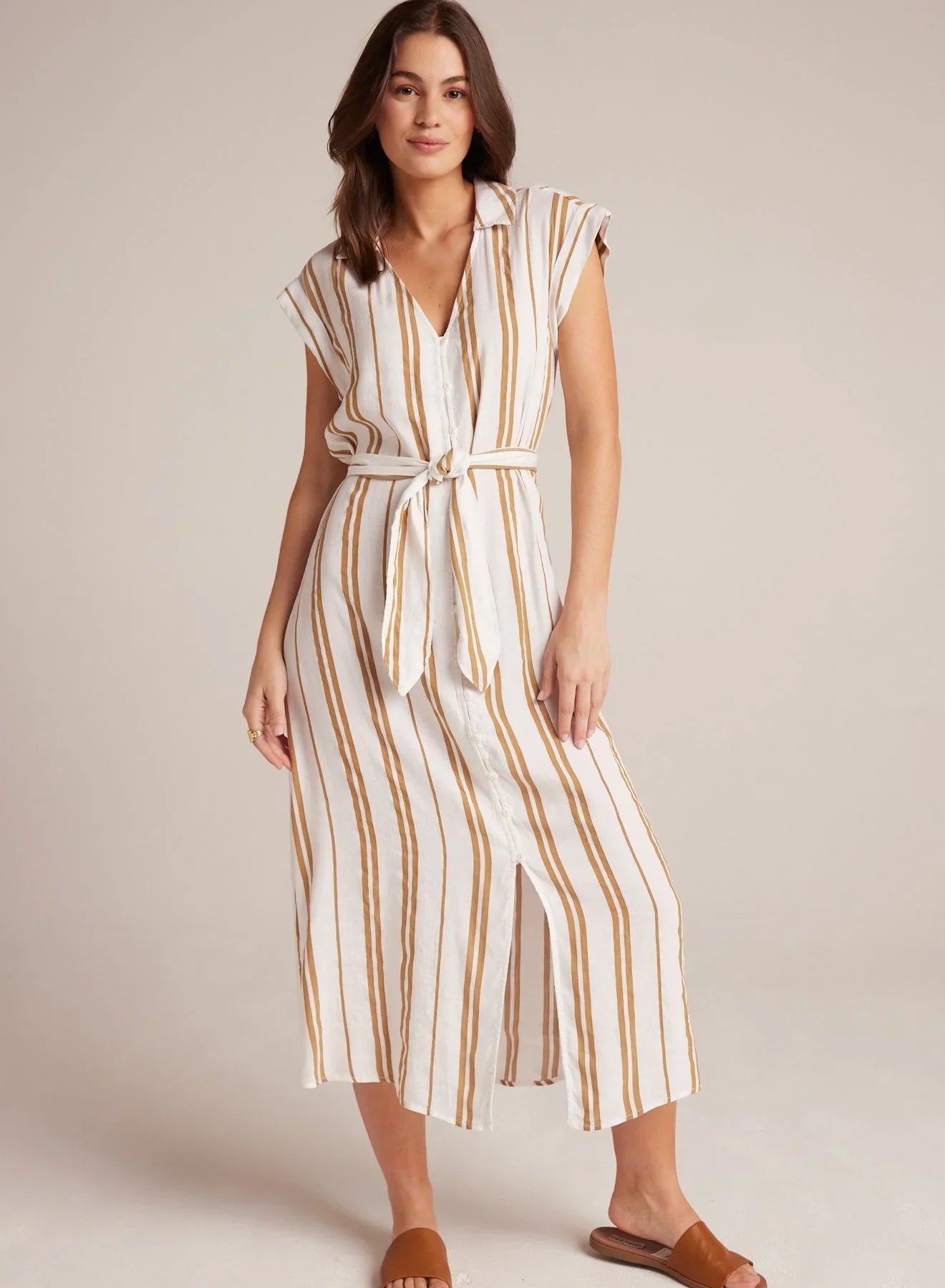 Bella Dahl Short Sleeve Belted Dress Cream