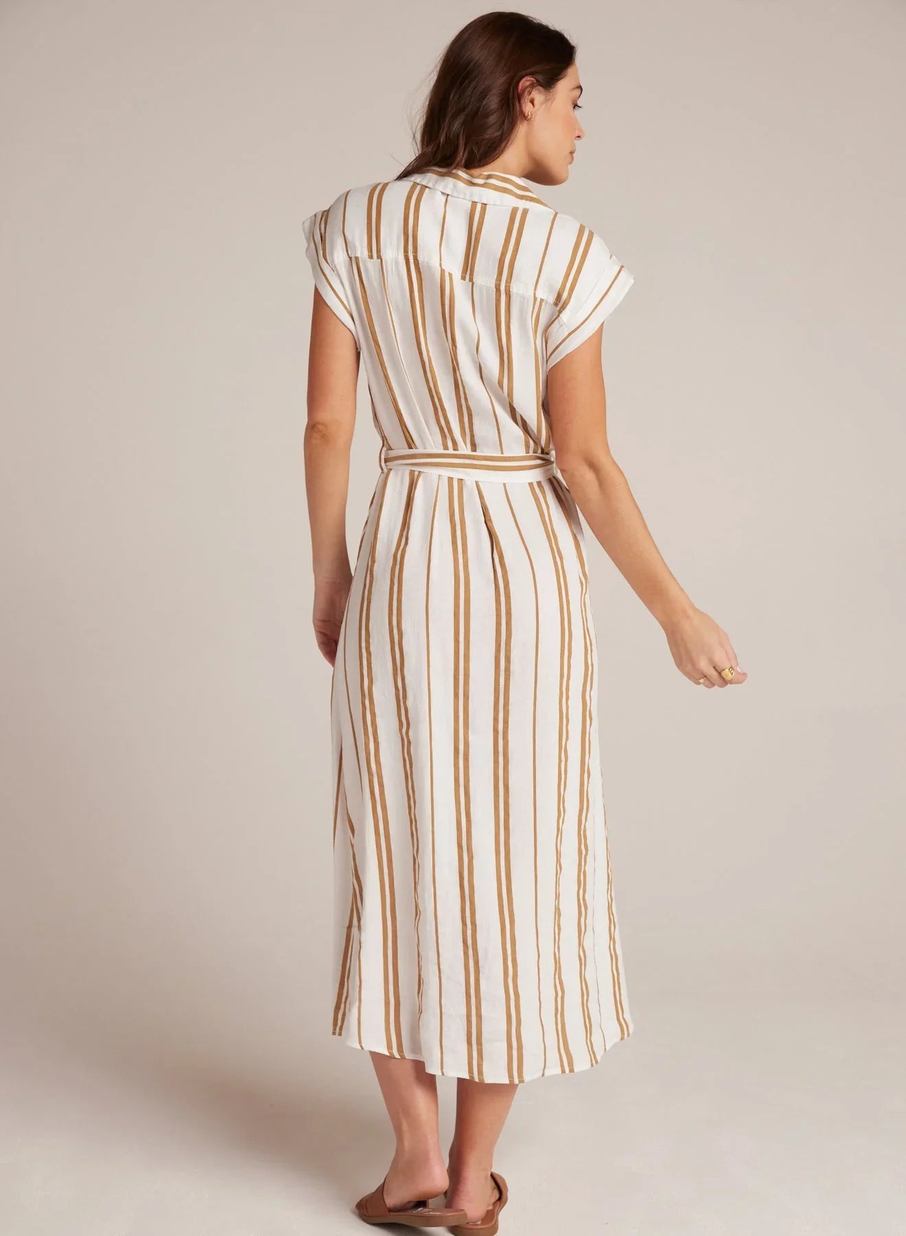 Bella Dahl Short Sleeve Belted Dress Cream