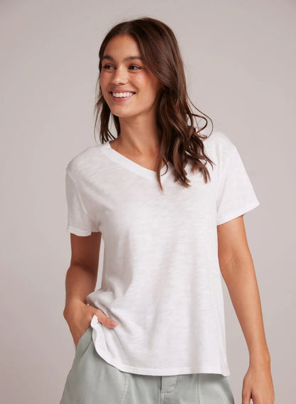 Bella Dahl Side Slit V-Neck Tee White