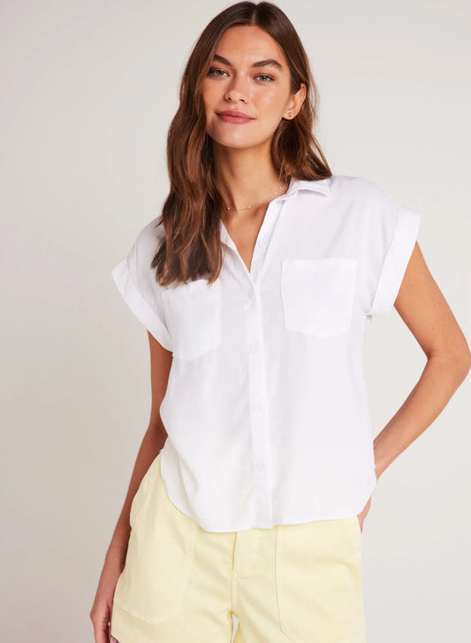 Bella Dahl Two Pocket Short Sleeve Shirt White