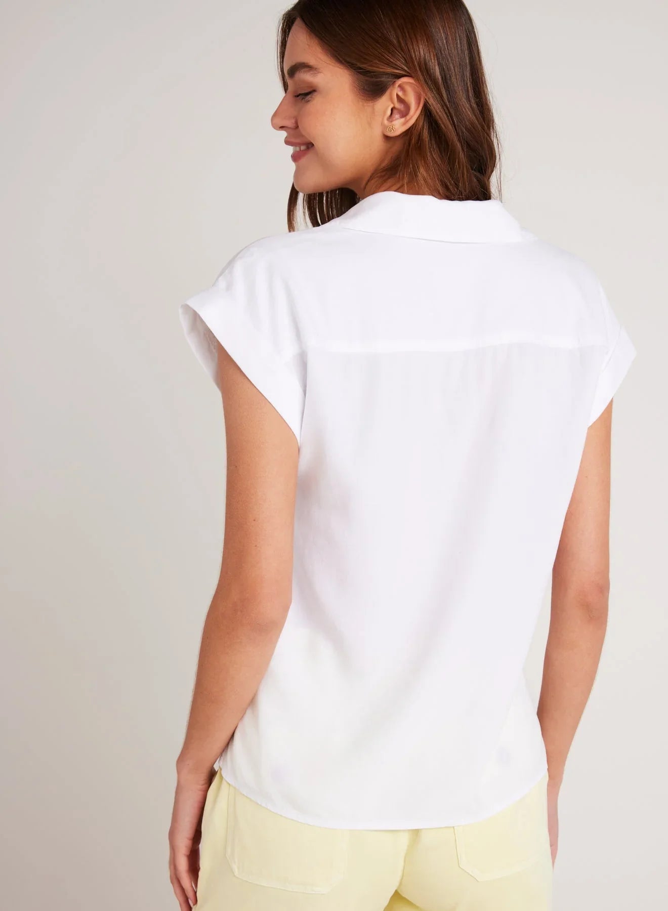 Bella Dahl Two Pocket Short Sleeve Shirt White