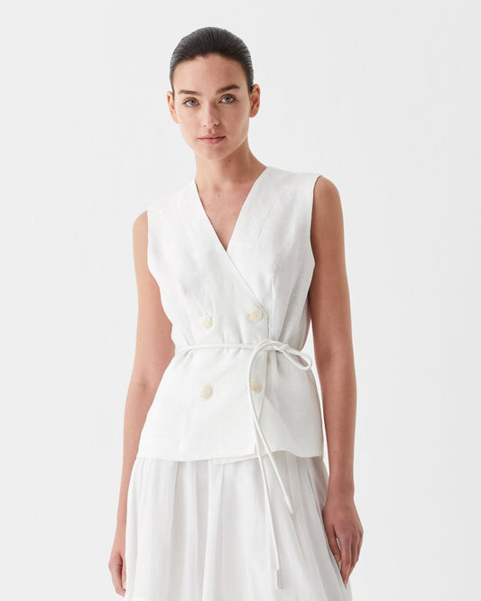 Belle Linen Vest in Ivory from Morrison