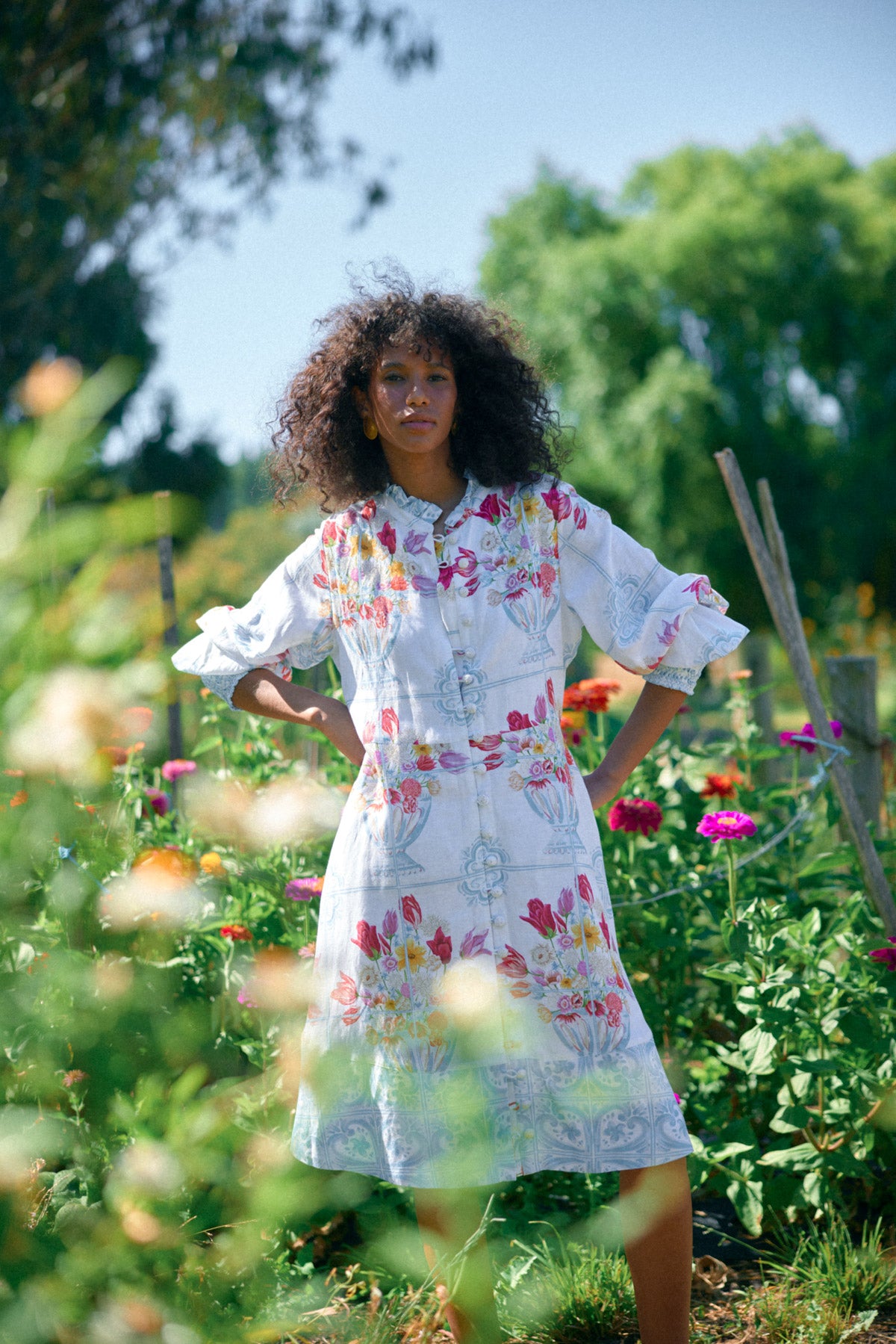 Binnywear Casa Azul Dress in White/Multi Print