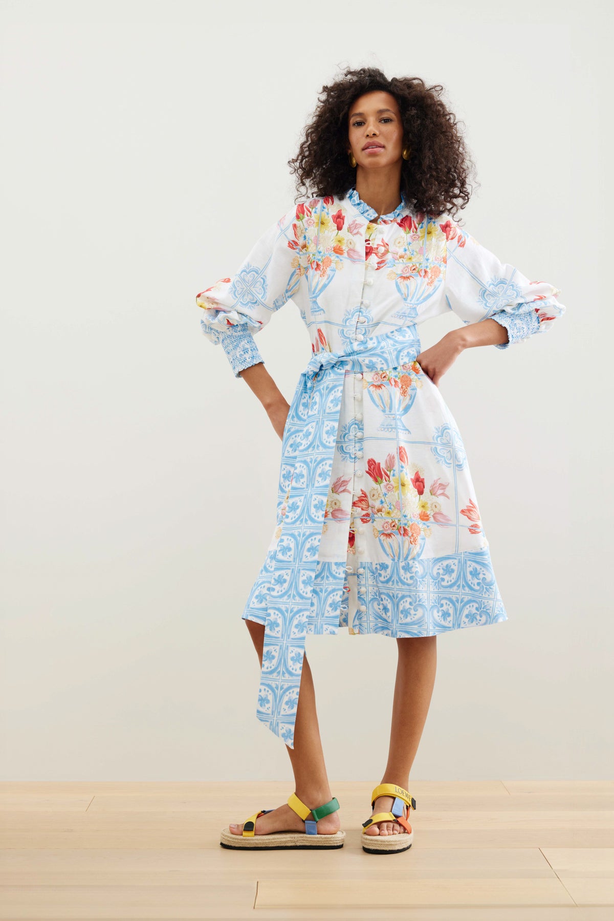 Binnywear Casa Azul Dress in White/Multi Print