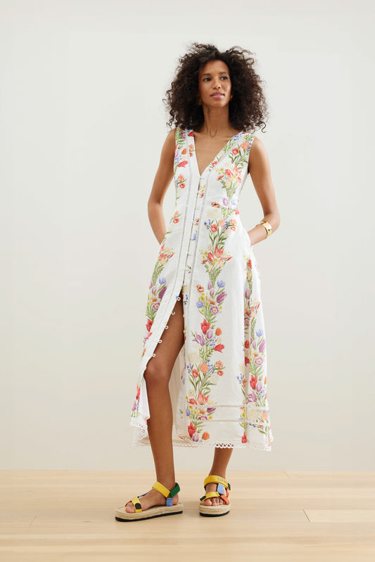 Binnywear Gooseberry Hill Dress in White Multi Print