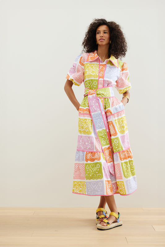 Binnywear Picado Maxi Dress in Flags Multi Print