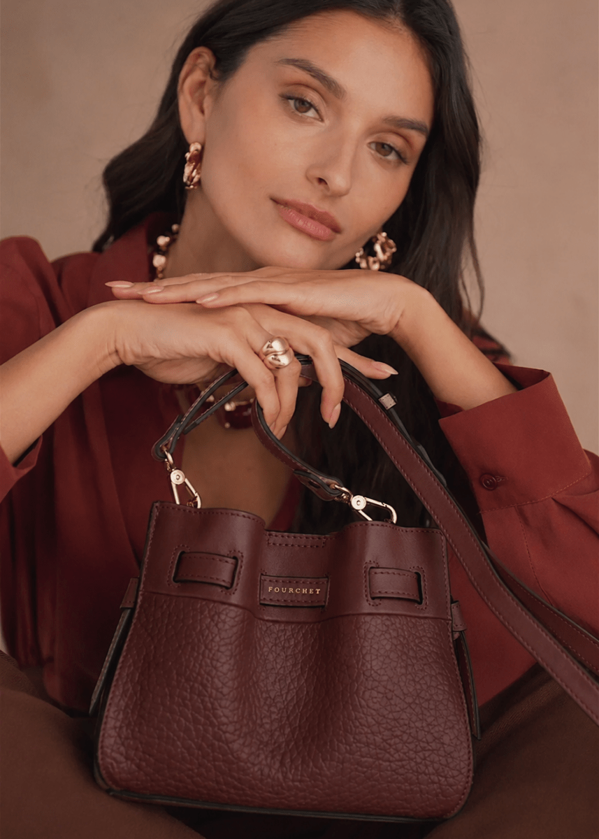 Blossom Small Shoulder Bag in Burgundy from POURCHET at Edito Boutique