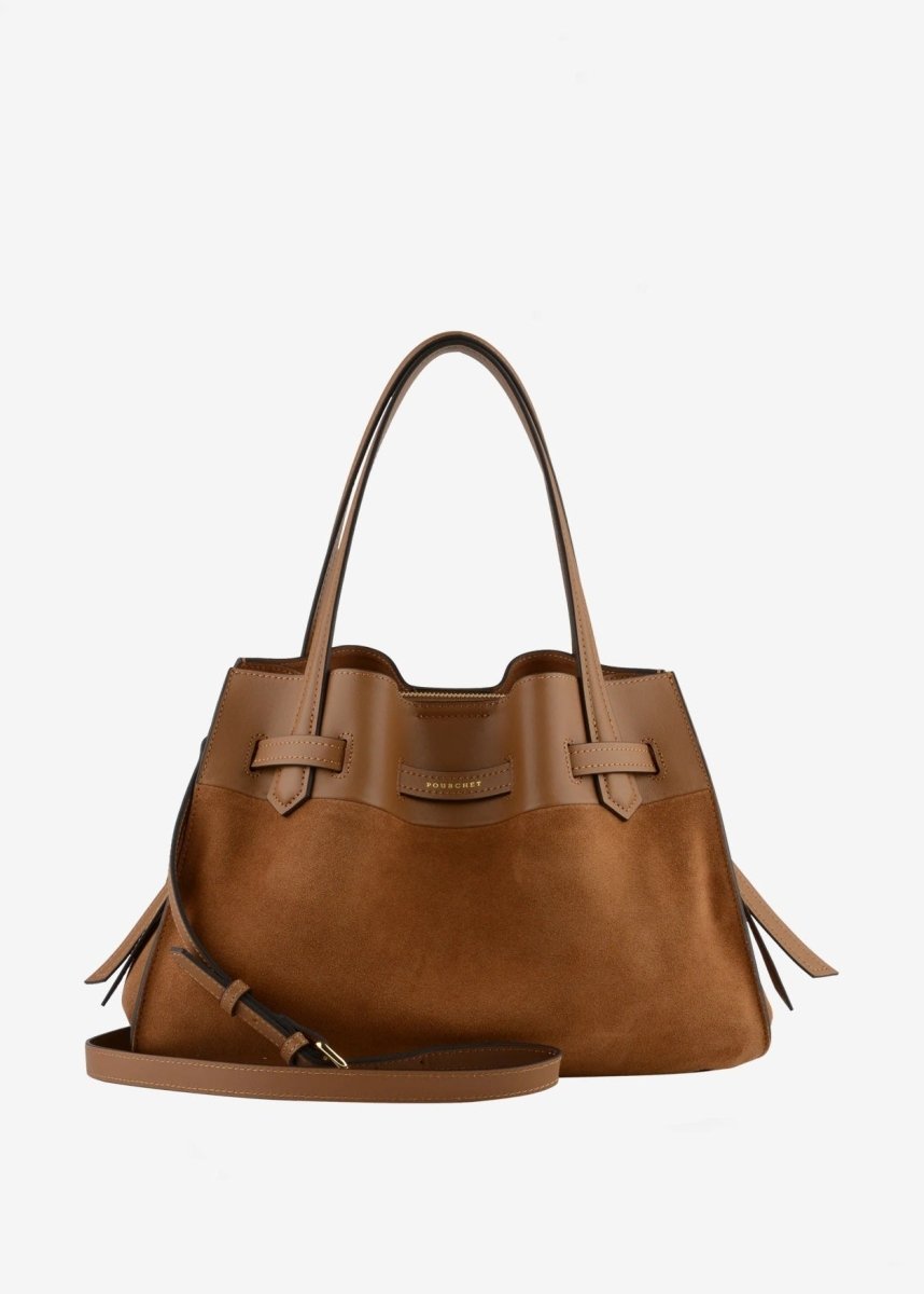 Blossom Suede Bag in Camel from POURCHET at Edito boutique