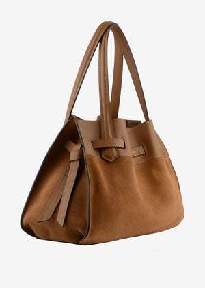 Blossom Suede Bag in Camel from POURCHET at Edito boutique