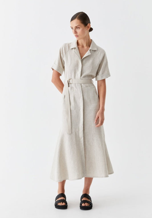 Bodhi Linen Shirt Dress in Natural from MORRISON at Edito boutique