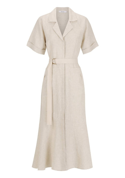 Bodhi Linen Shirt Dress in Natural from MORRISON at Edito boutique