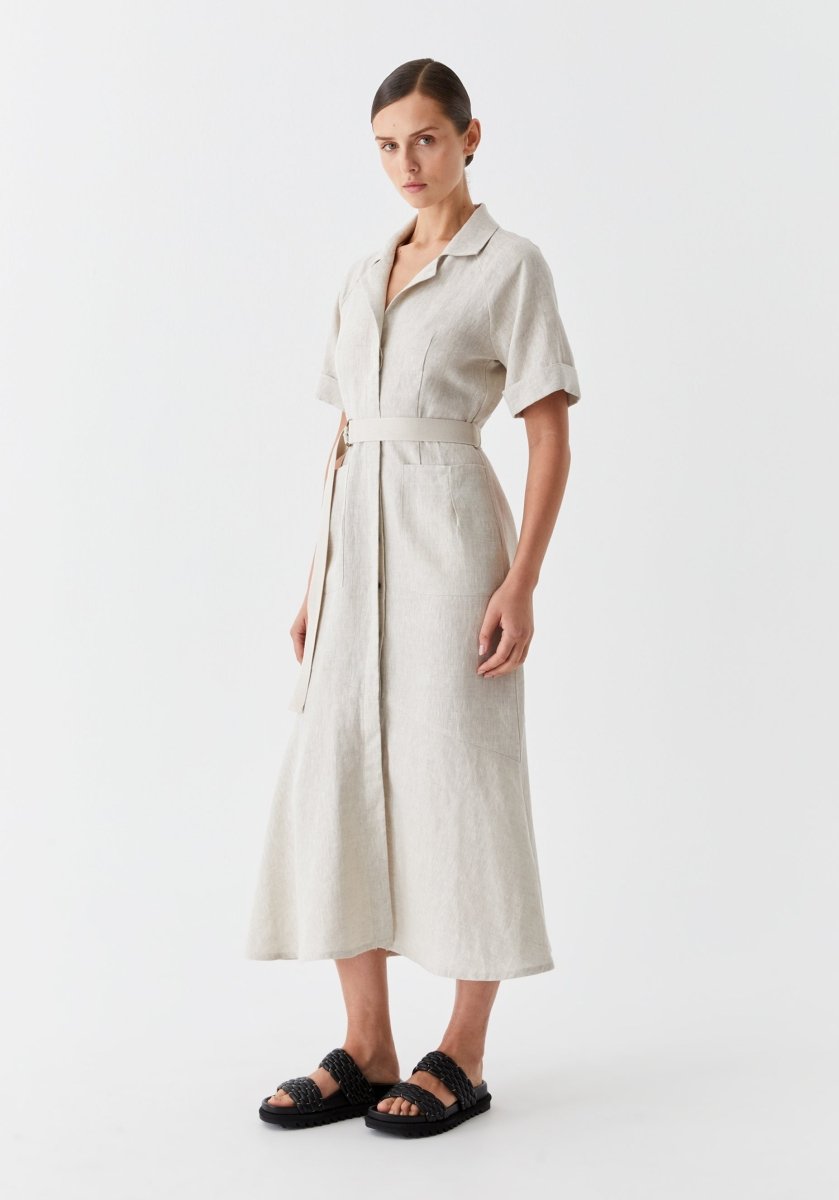 Bodhi Linen Shirt Dress in Natural from MORRISON at Edito boutique
