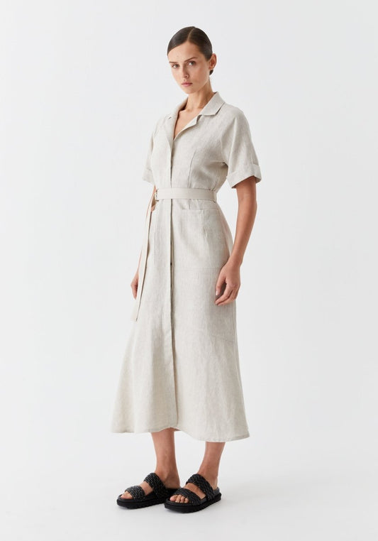 Bodhi Linen Shirt Dress in Natural from MORRISON at Edito boutique