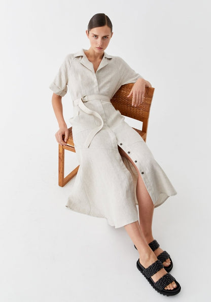 Bodhi Linen Shirt Dress in Natural from MORRISON at Edito boutique
