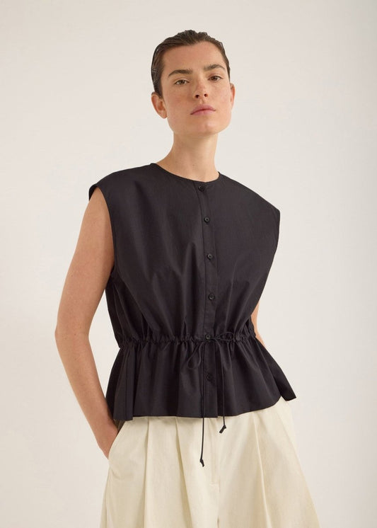 Bonne Crushed Cotton Top in Inkwell from JAC + JACK at Edito Boutique