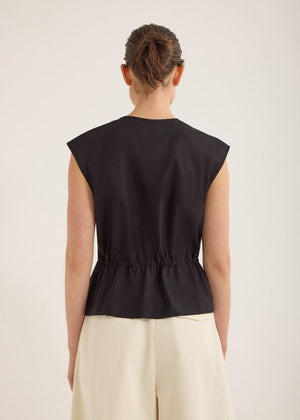 Bonne Crushed Cotton Top in Inkwell from JAC + JACK at Edito Boutique