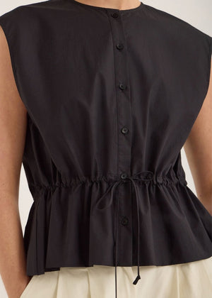 Bonne Crushed Cotton Top in Inkwell from JAC + JACK at Edito Boutique