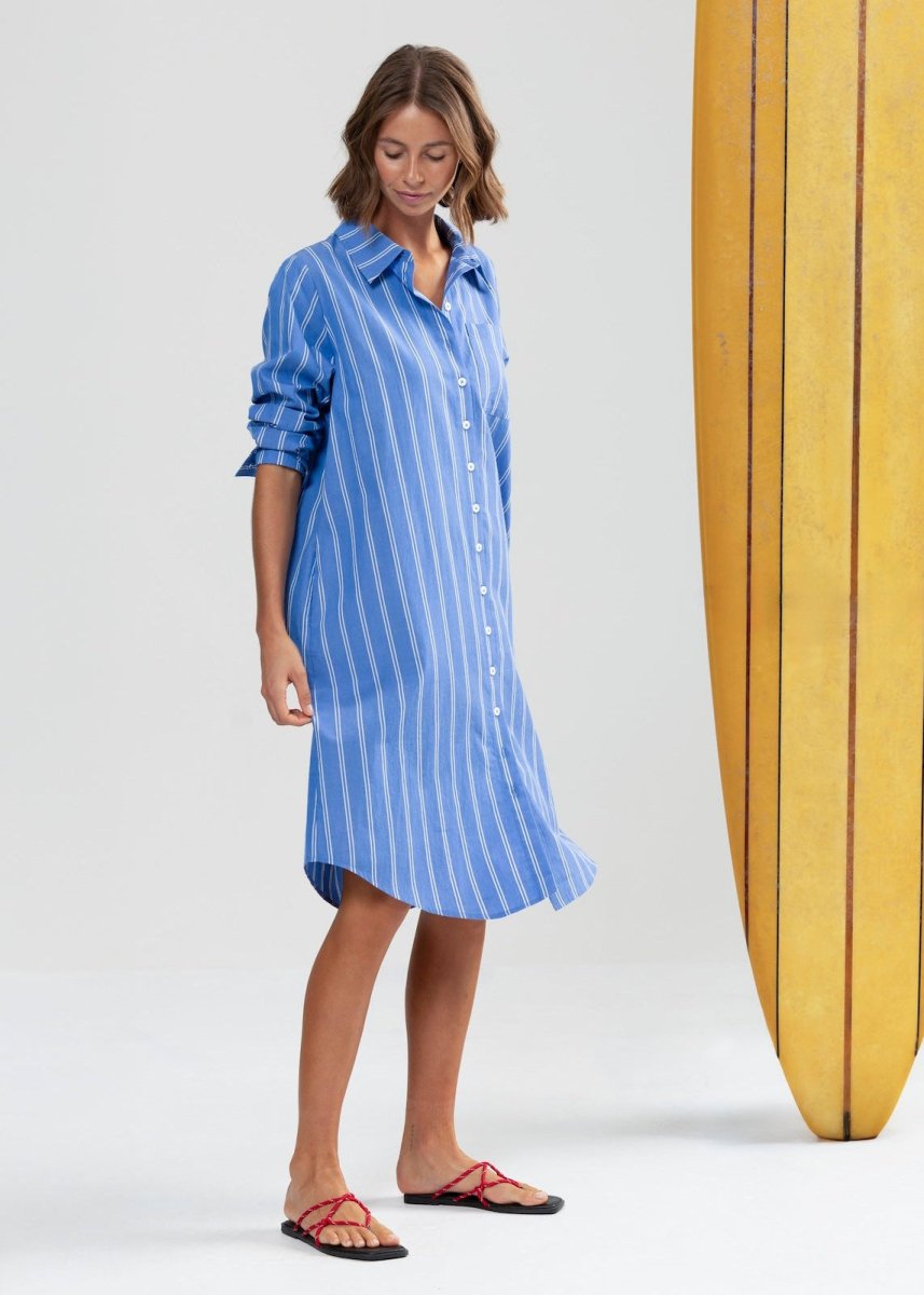 Cap Byron Shirt Dress in Stripe from BINNYWEAR at Edito boutique