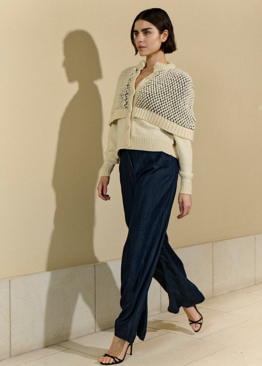 Cape Cardigan in Ecru/Black from SITA MURT at Edito boutique