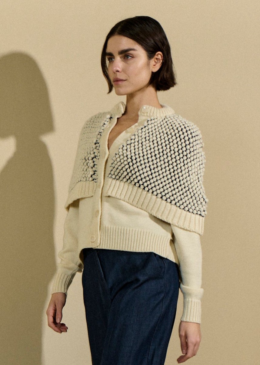 Cape Cardigan in Ecru/Black from SITA MURT at Edito boutique
