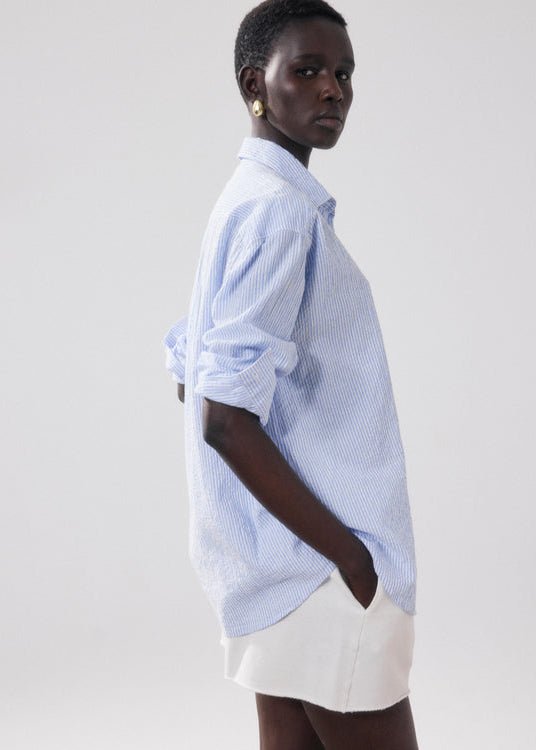 Charlie Chaplin Shirt in White/Blue from HARTFORD at Edito boutique