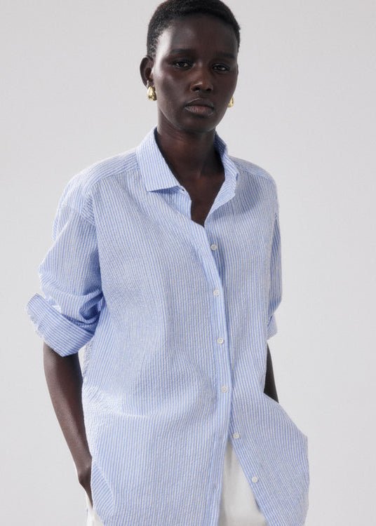 Charlie Chaplin Shirt in White/Blue from HARTFORD at Edito boutique