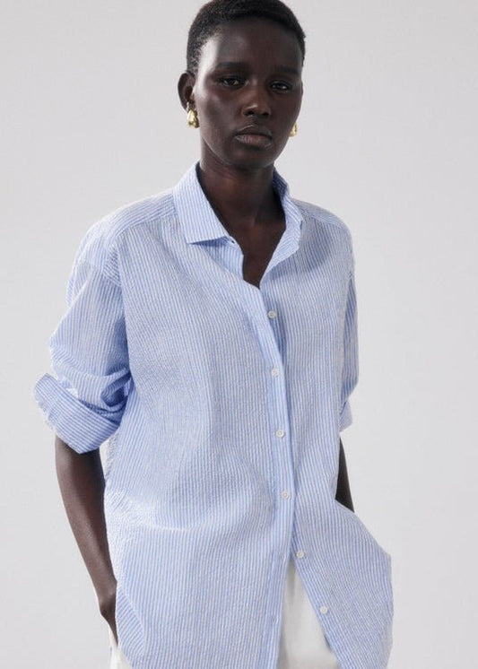 Charlie Chaplin Shirt in White/Blue from HARTFORD at Edito boutique