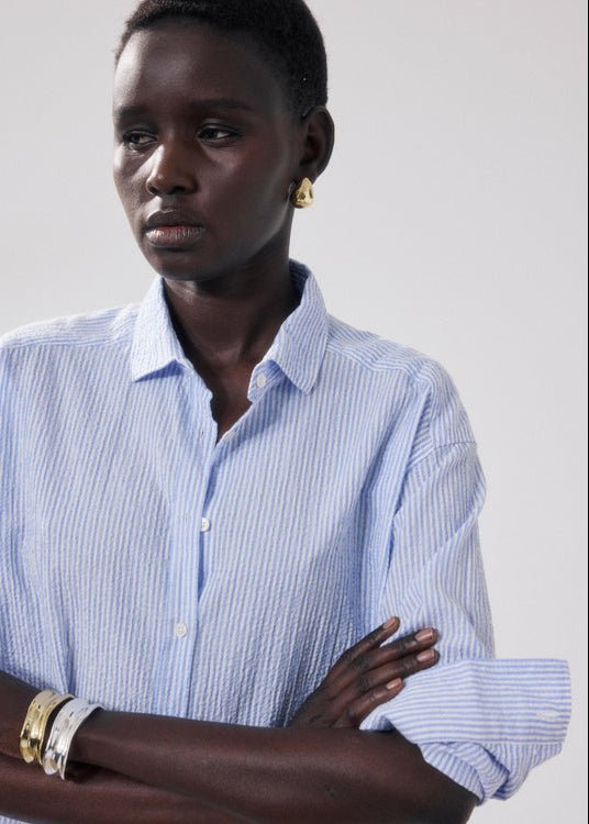 Charlie Chaplin Shirt in White/Blue from HARTFORD at Edito boutique