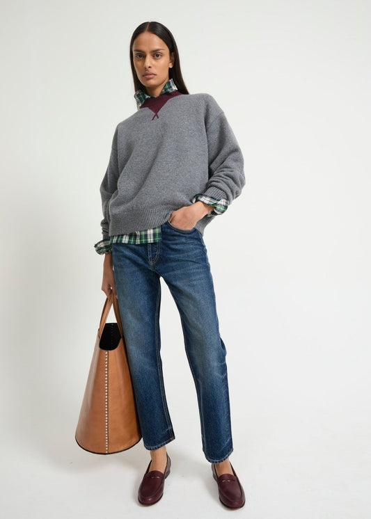 Cropped Cotton Jeans in Blue from LAURENCE BRAS at Edito Boutique