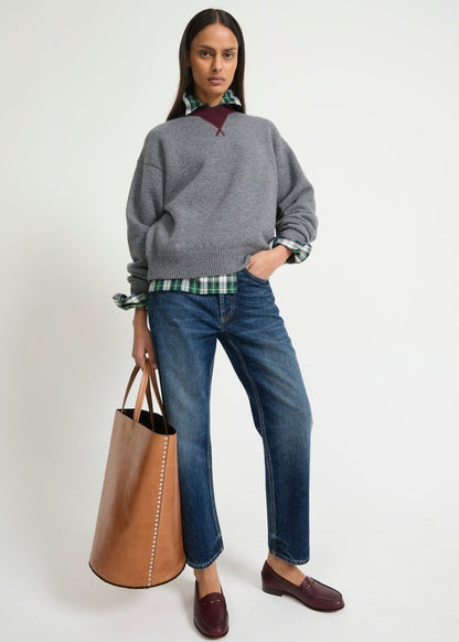 Cropped Cotton Jeans in Blue from LAURENCE BRAS at Edito Boutique