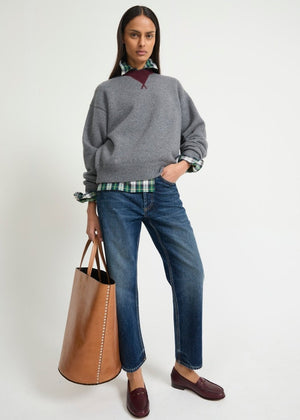 Cropped Cotton Jeans in Blue from LAURENCE BRAS at Edito Boutique