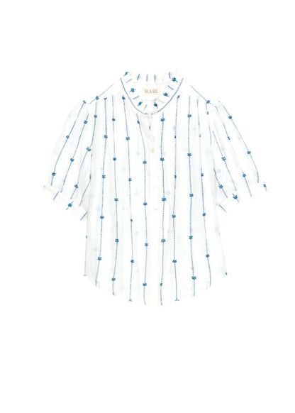 Dacy Embroidered Top in Blue from M.A.B.E at Edito boutique