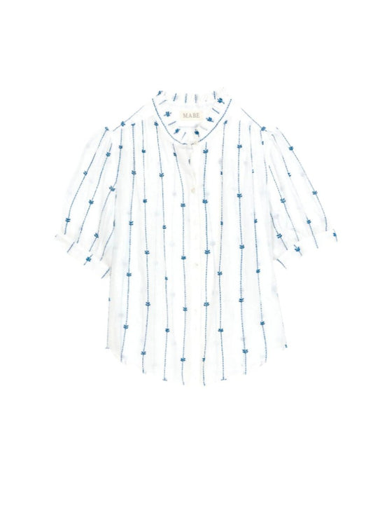 Dacy Embroidered Top in Blue from M.A.B.E at Edito boutique