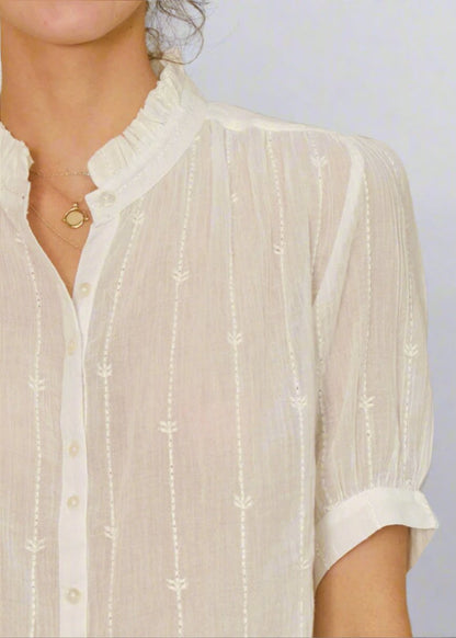 Dacy Embroidered top in Ecru from M.A.B.E at Edito boutique