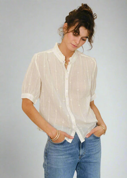 Dacy Embroidered top in Ecru from M.A.B.E at Edito boutique