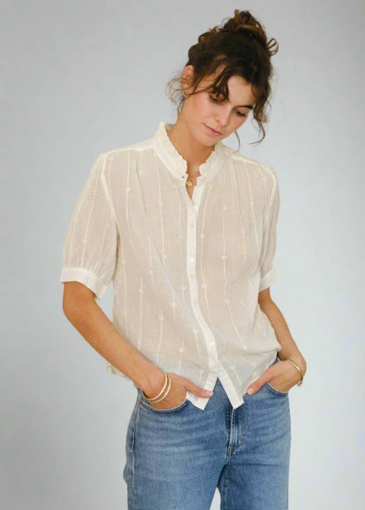 Dacy Embroidered top in Ecru from M.A.B.E at Edito boutique