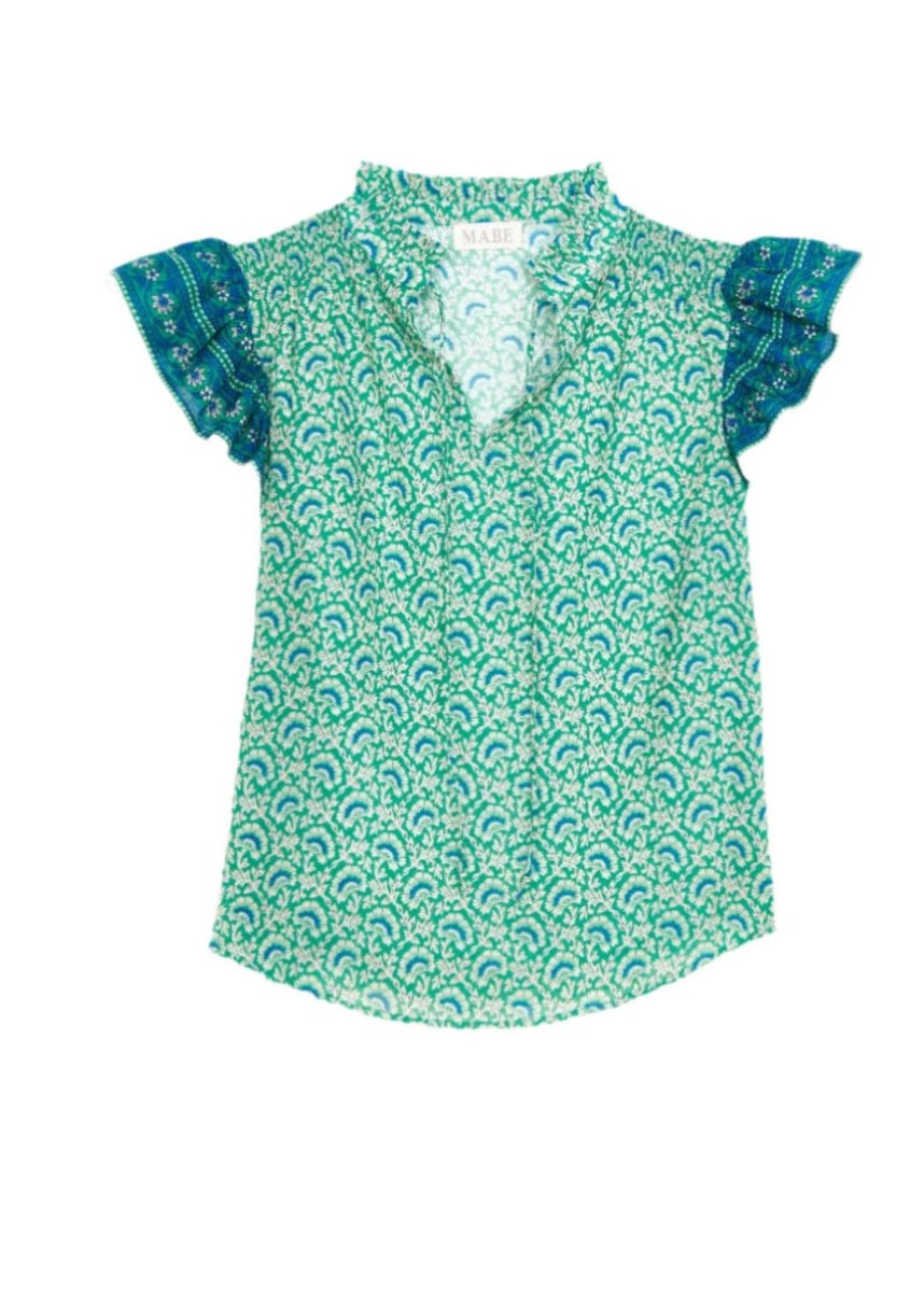 Dana Frill Top in Green from M.A.B.E at Edito boutique