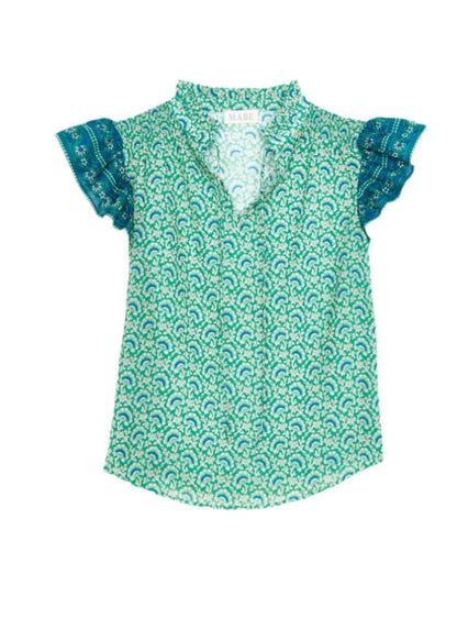 Dana Frill Top in Green from M.A.B.E at Edito boutique