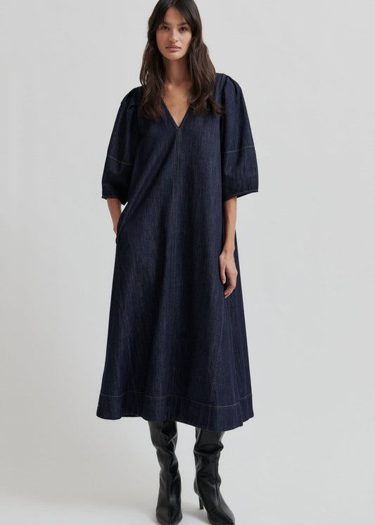 Dera Denim Dress in Dark Blue from SECOND FEMALE at Edito boutique