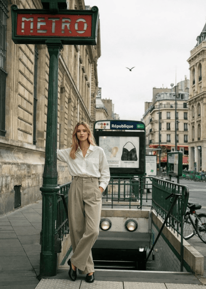 Devy Trousers in Beige from SOEUR at Edito boutique