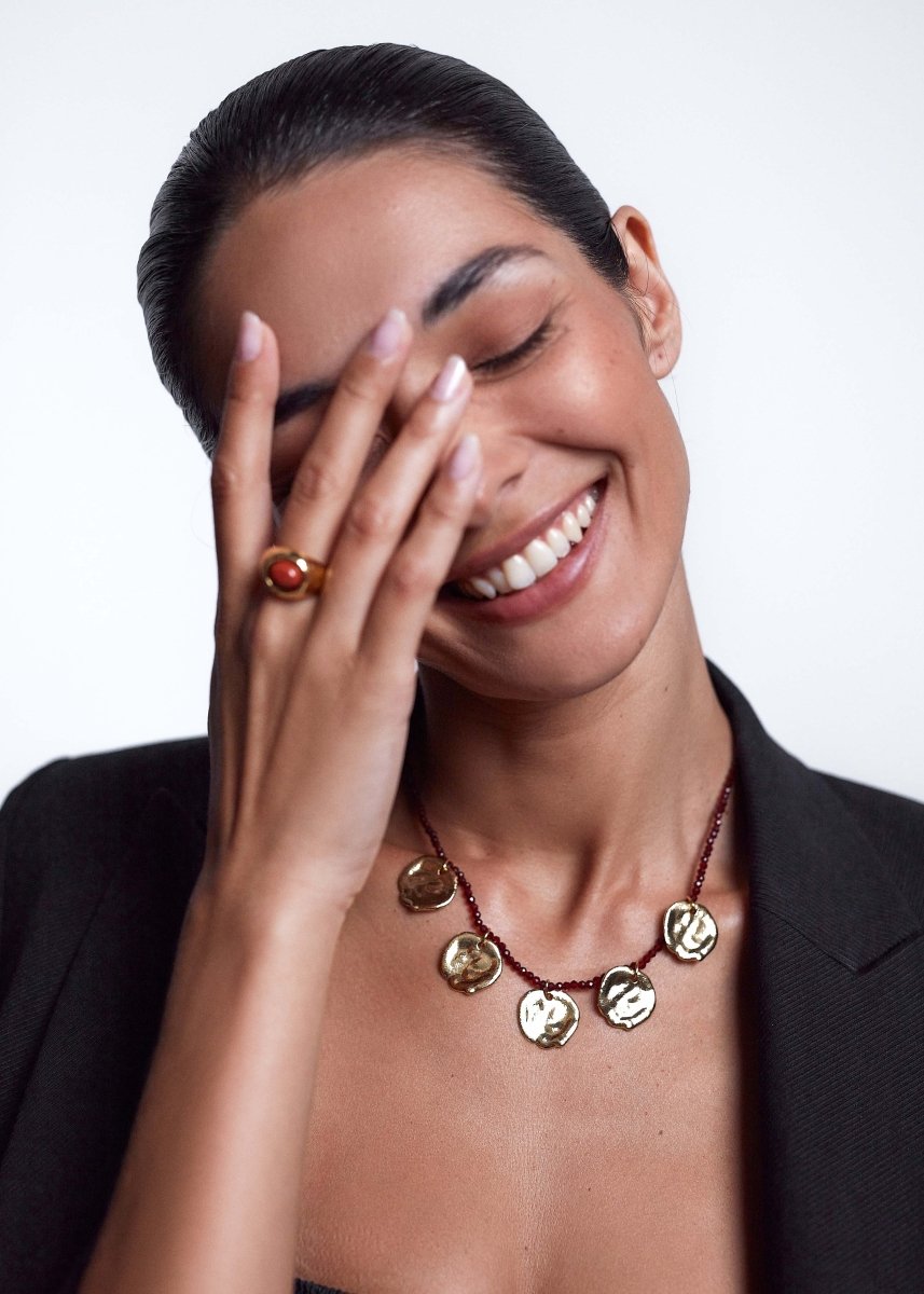 Dream Catcher Necklace in Burgundy from ANNI LU at Edito boutique