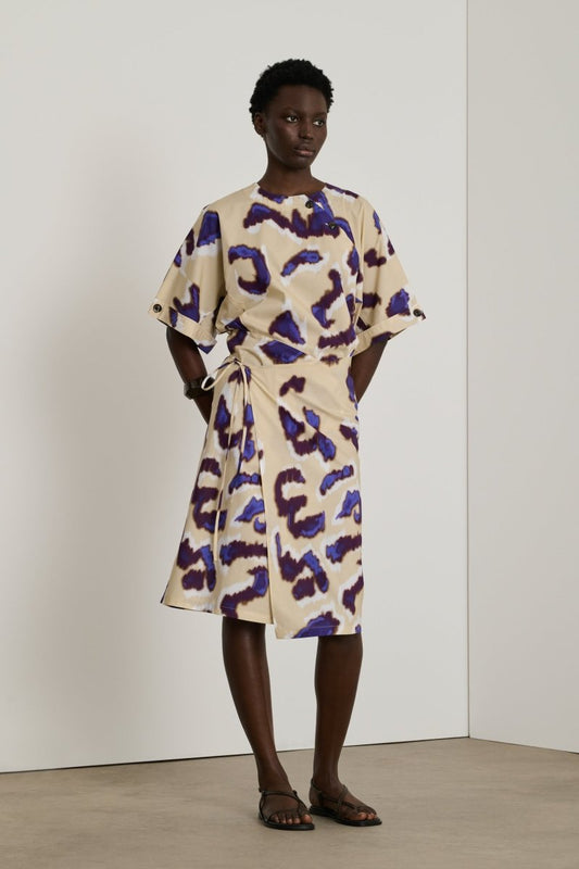 Ecuador Dress in Beige Aubergine from SOEUR at Edito boutique
