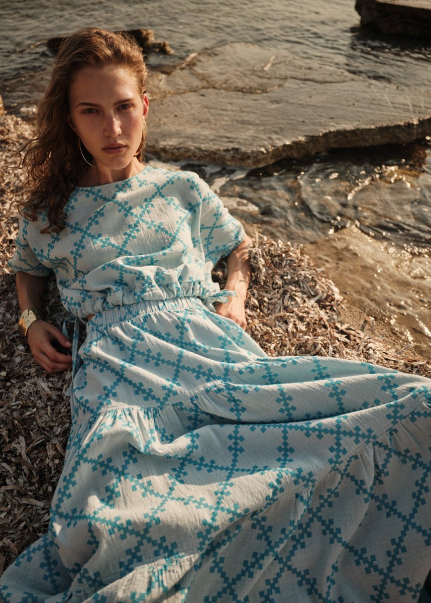 Elara Skirt in Turquoise from DEVOTION TWINS at Edito Boutique