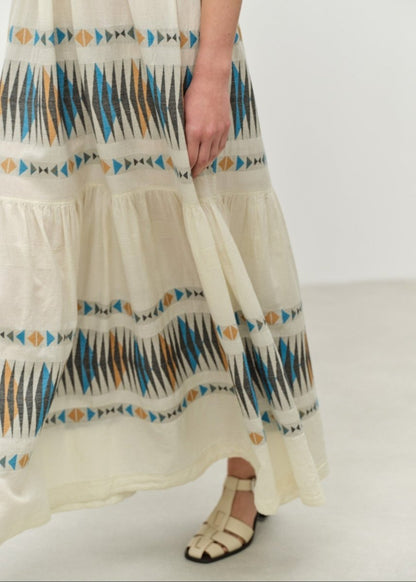 Elegant Dress in Blue/Camel from DEVOTION TWINS at Edito boutique