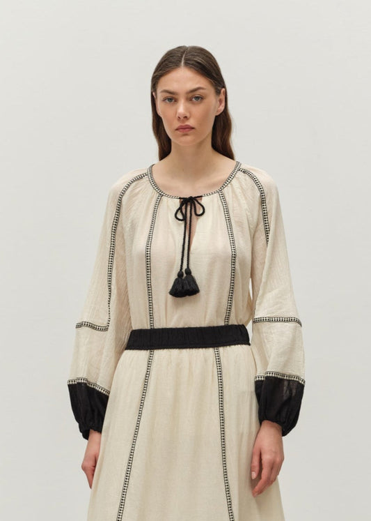 Epilogue Blouse in Off White/Black from Devotion Twins