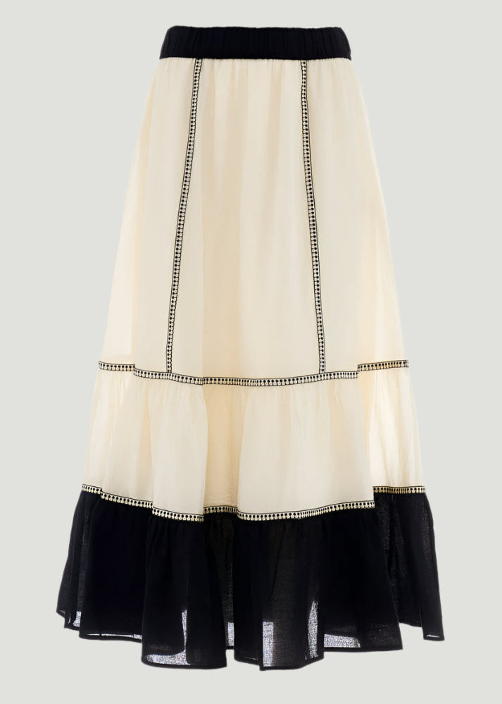Erato Maxi Skirt in Off-White / Black from Devotion Twins at Edito boutique