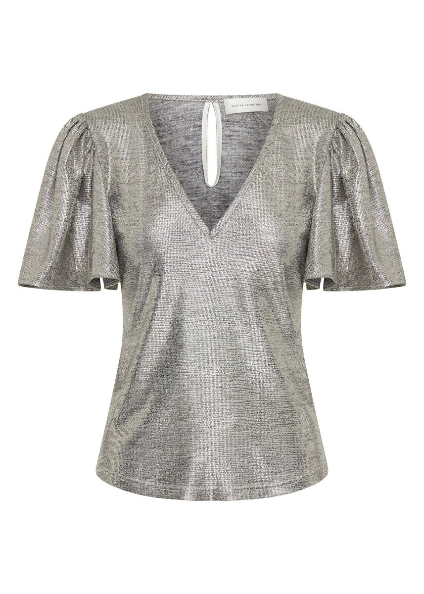 Farfalla Top in Silver from LUXE DE VALENTINA at Edito boutique