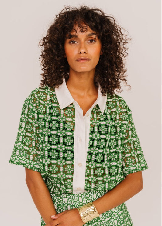 Flavia Goya Shirt in Green from SACRECOEUR at Edito boutique